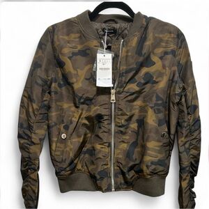 Stradivarius Women’s Brown Camouflage Bomber Jacket